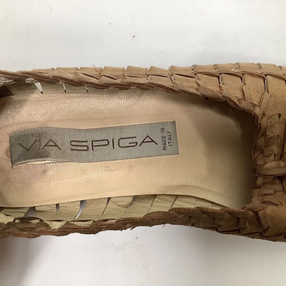 VIA SPIGA Brown Leather Suede Flats Slip on Shoes size‎ 6.5 Italy